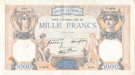 France 1000 Francs Cérès et Mercure - 20-10-1938 Série Y.4678 - TTB
