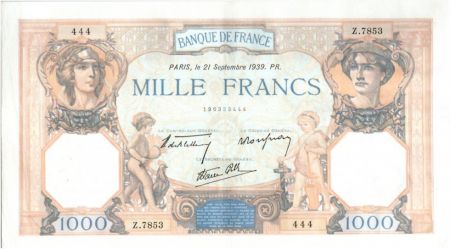 France 1000 Francs Cérès et Mercure - 21-09-1939 Série Z.7853