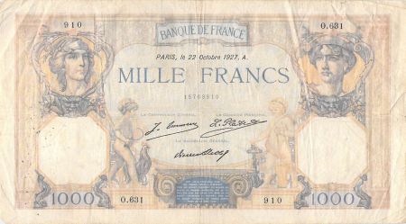 France 1000 Francs Cérès et Mercure - 22-10-1927 Série O.631 - TB