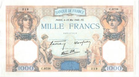 France 1000 Francs Cérès et Mercure - 23-05-1940 Série C.9726-219