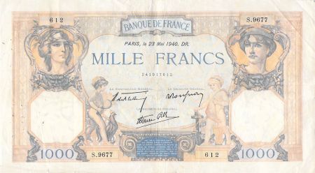 France 1000 Francs Cérès et Mercure - 23-05-1940 Série S.9677 - TB+