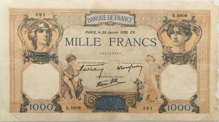 France 1000 Francs Cérès et Mercure - 26-01-1939 Série E.5606 - TB