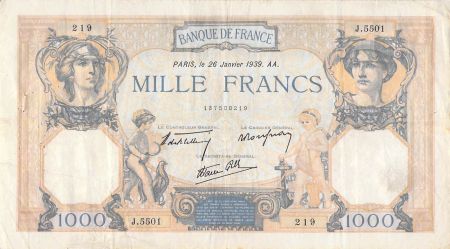 France 1000 Francs Cérès et Mercure - 26-01-1939 Série J.5501 - PTTB