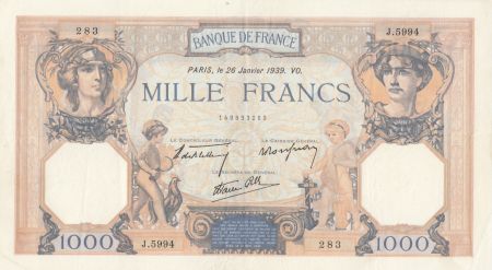 France 1000 Francs Cérès et Mercure - 26-01-1939 Série J.5994 - SUP
