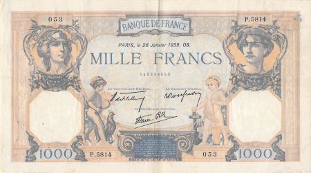 France 1000 Francs Cérès et Mercure - 26-01-1939 Série P.5814 - TB+