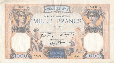 France 1000 Francs Cérès et Mercure - 26-01-1939 Série P.5926 - PTTB