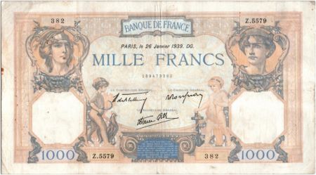 France 1000 Francs Cérès et Mercure - 26-01-1939 Série Z.5579