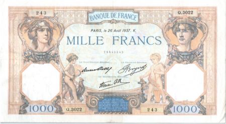 France 1000 Francs Cérès et Mercure - 26-08-1937 Série Q.3022