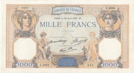 France 1000 Francs Cérès et Mercure - 26-08-1937 Série Z.3024