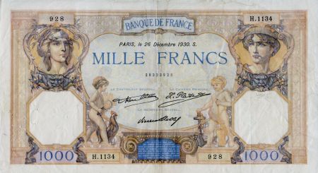 France 1000 Francs Cérès et Mercure - 26-12-1930 Série H.1134 - TTB
