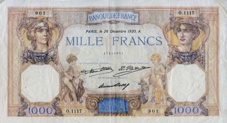 France 1000 Francs Cérès et Mercure - 26-12-1930 Série O.1117 - TTB