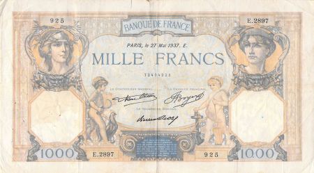 France 1000 Francs Cérès et Mercure - 27-05-1937 Série E.2897 - TB+