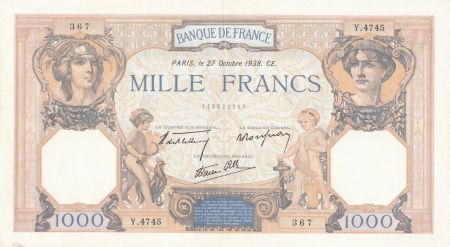 France 1000 Francs Cérès et Mercure - 27-10-1938 Série Y.4745 - SUP