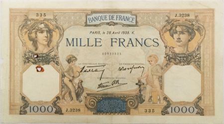 France 1000 Francs Cérès et Mercure - 28-04-1938 Série J.3238 - TB