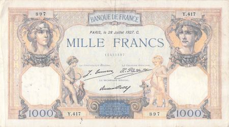 France 1000 Francs Cérès et Mercure - 28-07-1927 Série Y.417 - TB+