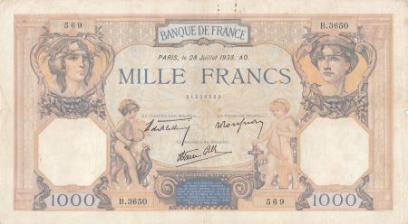 France 1000 Francs Cérès et Mercure - 28-07-1938 - Série B.3650