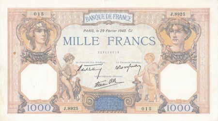 France 1000 Francs Cérès et Mercure - 29-02-1940 Série J.8925 - TTB