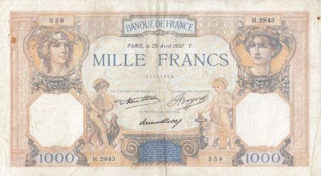 France 1000 Francs Cérès et Mercure - 29-04-1937 - Série H.2843