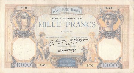 France 1000 Francs Cérès et Mercure - 29-10-1927 Série O.651 - TB+