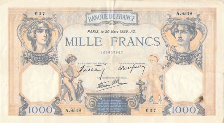 France 1000 Francs Cérès et Mercure - 30-03-1939 Série A.6518 - TTB