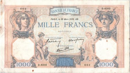 France 1000 Francs Cérès et Mercure - 30-03-1939 Série D.6502