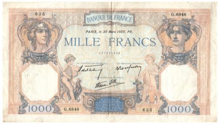 France 1000 Francs Cérès et Mercure - 30-03-1939 Série G.6846 - TTB