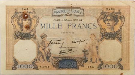 France 1000 Francs Cérès et Mercure - 30-03-1939 Série N.6754 - TTB