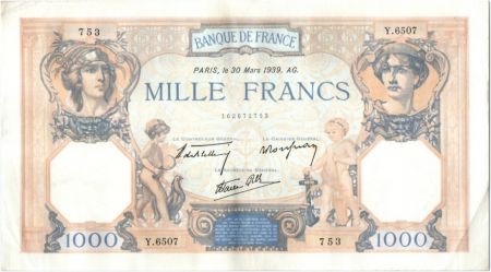 France 1000 Francs Cérès et Mercure - 30-03-1939 Série Y.6507