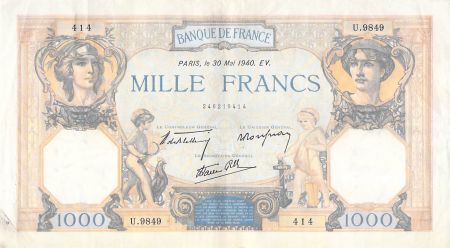 France 1000 Francs Cérès et Mercure - 30-05-1940 Série U.9849 - PTTB