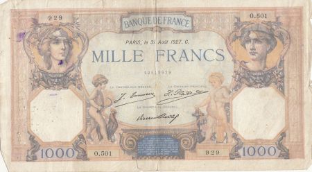 France 1000 Francs Cérès et Mercure - 31-08-1927 - Série O.501