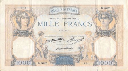 France 1000 Francs Cérès et Mercure - 31-12-1936 Série B.2692 - TB+
