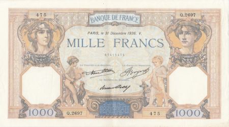 France 1000 Francs Cérès et Mercure - 31-12-1936 Série Q.2697