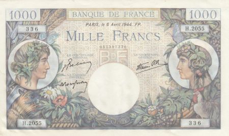 France 1000 Francs Commerce et Industrie - 06-04-1944 Série H.2055 SPL