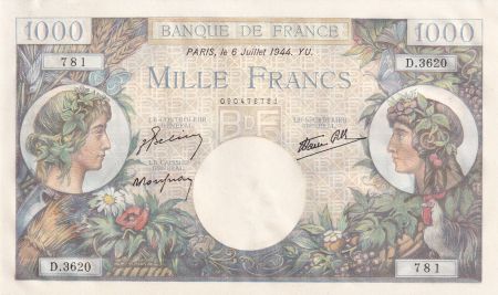 France 1000 Francs Commerce et Industrie - 06-07-1944 - Série D.3620