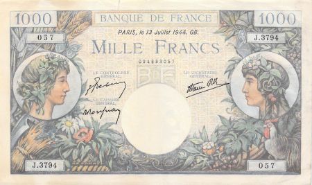 France 1000 Francs Commerce et Industrie - 13-07-1944 Série J.3794 - PTTB