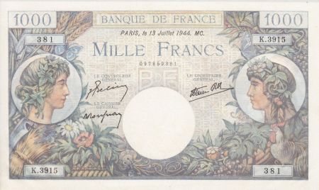France 1000 Francs Commerce et Industrie - 13-07-1944 Série K.3915