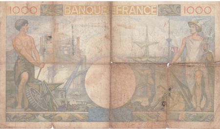 France 1000 Francs Commerce et Industrie - 19-12-1940 - Série A.1266 - Etat B