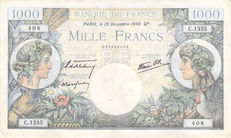 France 1000 Francs Commerce et Industrie - 19-12-1940 Série C.1335 - TTB