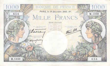 France 1000 Francs Commerce et Industrie - 19-12-1940 Série M.1350 - TTB