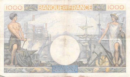 France 1000 Francs Commerce et Industrie - 19-12-1940 Série Q.1377 - TTB