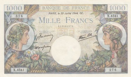 France 1000 Francs Commerce et Industrie - 20-07-1944 Série X.4541