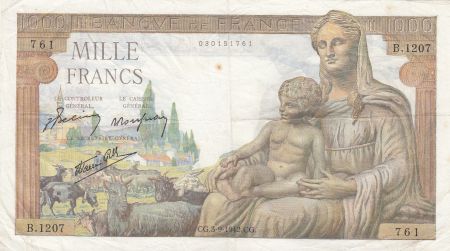 France 1000 Francs Déesse Déméter - 03-09-1942 - Série B.1207