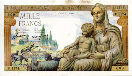 France 1000 Francs Déesse Déméter - 03-09-1942 Série F.1174 - TTB