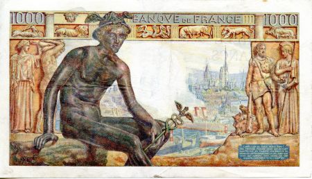 France 1000 Francs Déesse Déméter - 05-11-1942 Série U.1770 - TTB