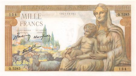 France 1000 Francs Déesse Déméter - 06-05-1943 Série Q.5285 - SPL
