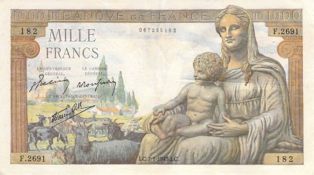 France 1000 Francs Déesse Déméter - 07-01-1943 - Série F.2691 - PTTB
