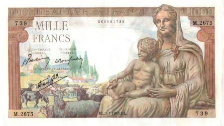 France 1000 Francs Déesse Demeter - 07-01-1943 Série M.2675