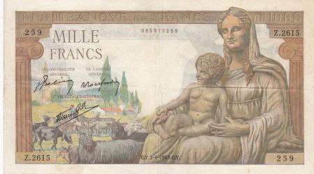 France 1000 Francs Déesse Déméter - 07-01-1943 Série Z.2615 - TTB