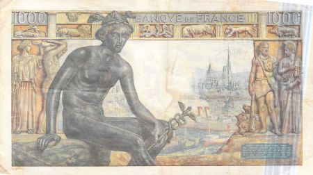 France 1000 Francs Déesse Déméter - 08-04-1943 - Série N.4671 - PTTB