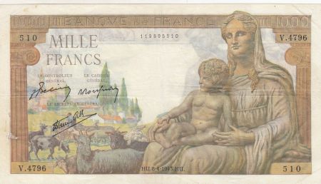 France 1000 Francs Déesse Déméter - 08-04-1943 - Série V.4796